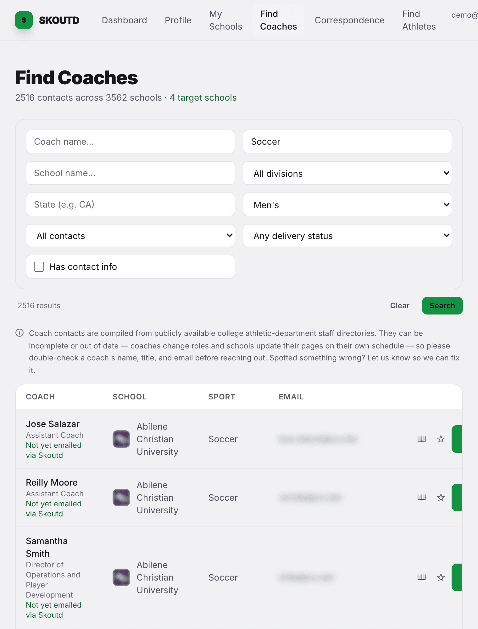 Coach contacts
